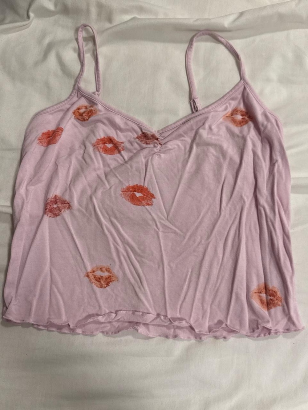 SKIMS Pink Spaghetti-Strap Cami with Orange Lip Print